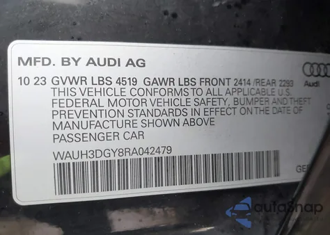 2024 Audi S3 Premium Plus Tfsi Quattro S Tronic z USA, uszkodzony, nr VIN WAUH3DGY8RA042479